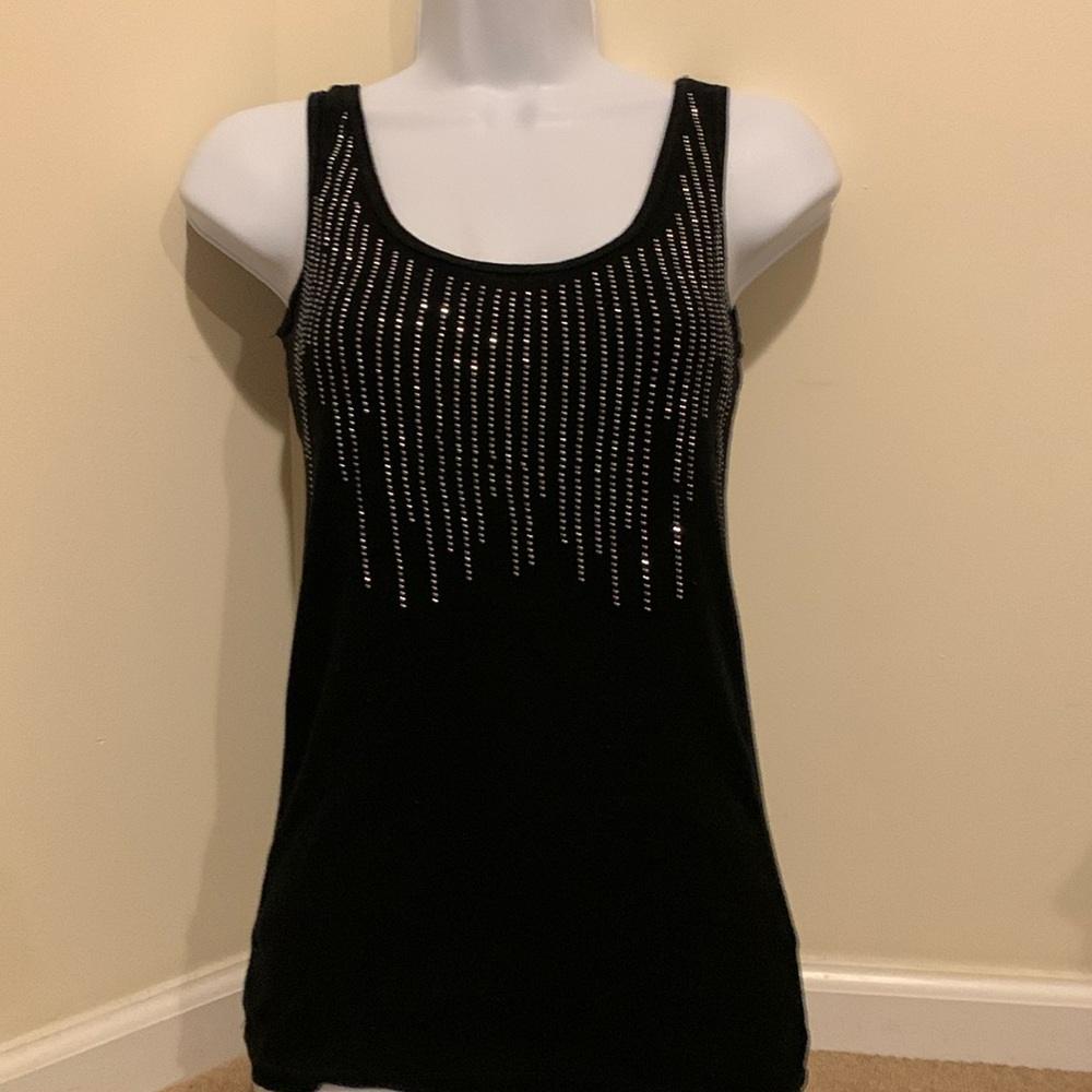 Sexy Sparkle Black Cotton Tank by Grane in Size Small